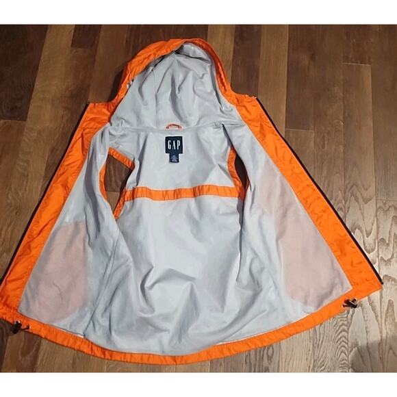 Gap Hunter Orange Mesh Hooded Vest Womens XS Full Zip Nylon Zip Pockets Pumpkin - Picture 6 of 7